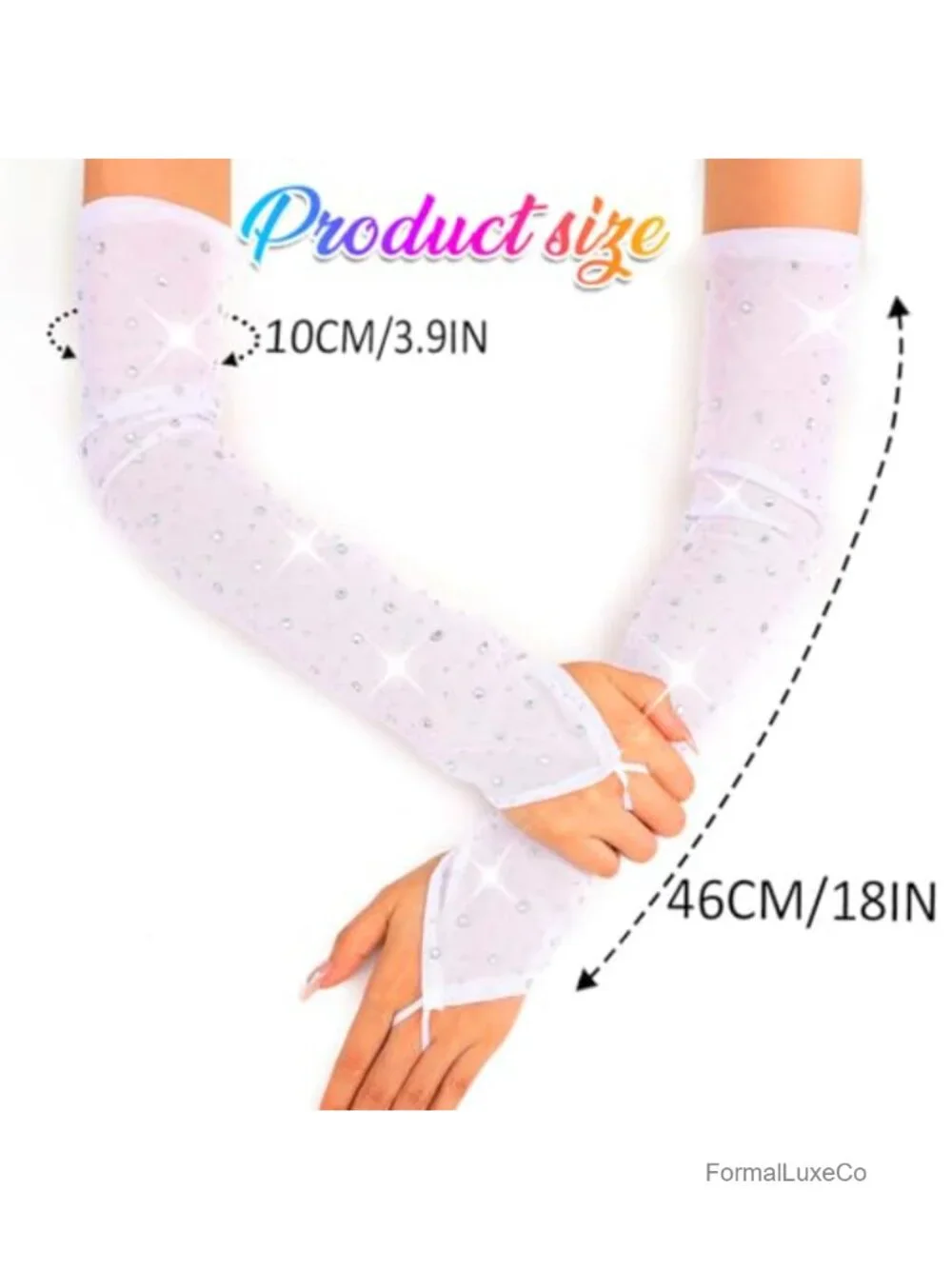 Rhinestones Fingerless Long Gloves Tulle Elbow Length Opera Prom Halloween